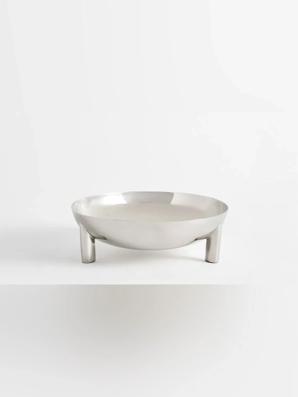 Pottery Barn Polished Stainless Steel Round Pedestal Bowl - Silver